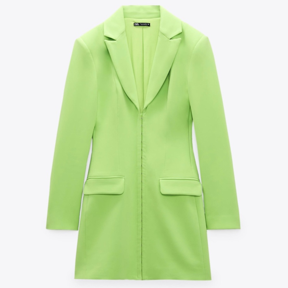 Zara Fitted Lime Green Blazer Dress
